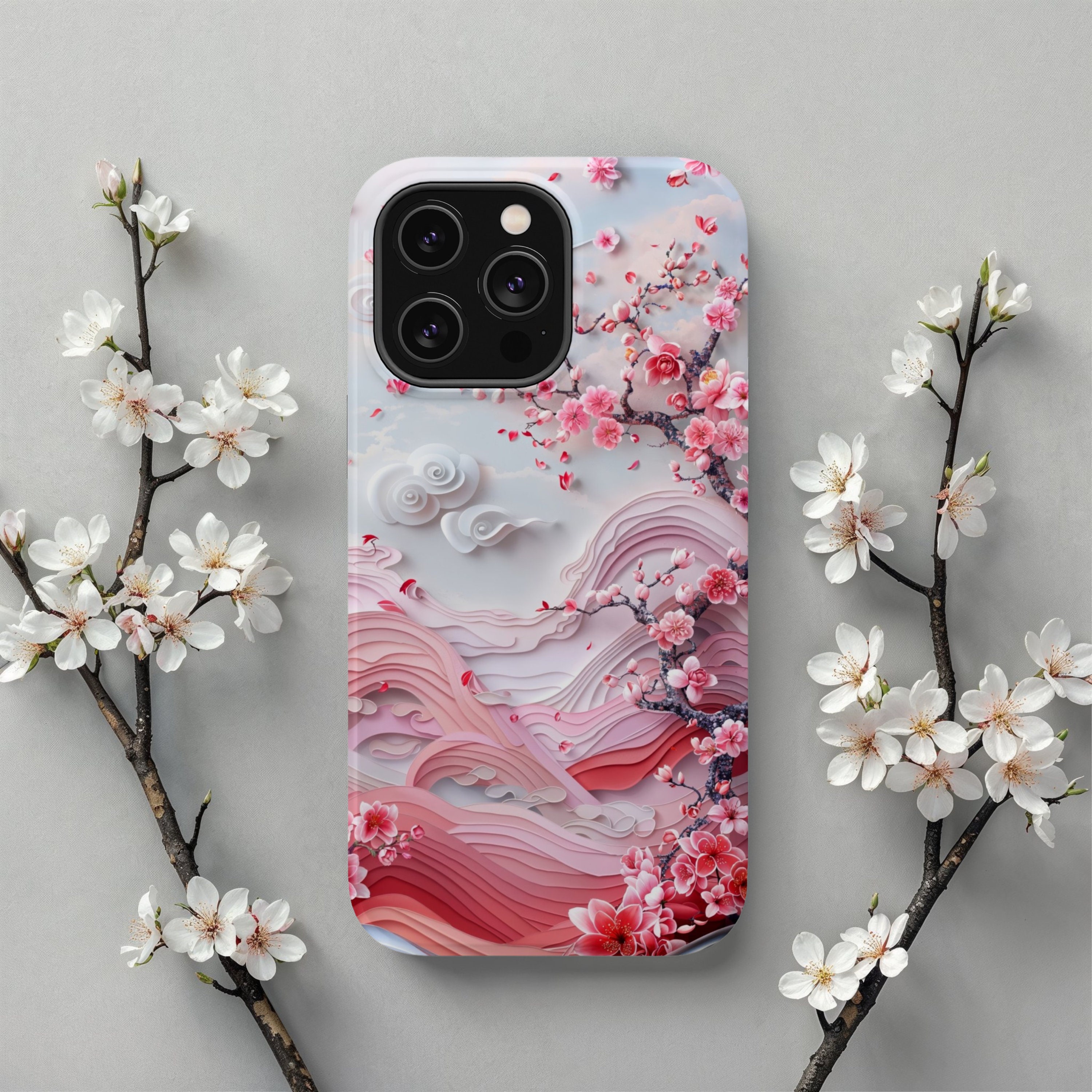 Magsafe iPhone Case With Dreamy Sakura Waves - Cherry Blossom
