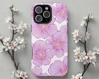 Cherry Blossom iPhone 17 Pro Max Case, Floral Sakura Phone Cover