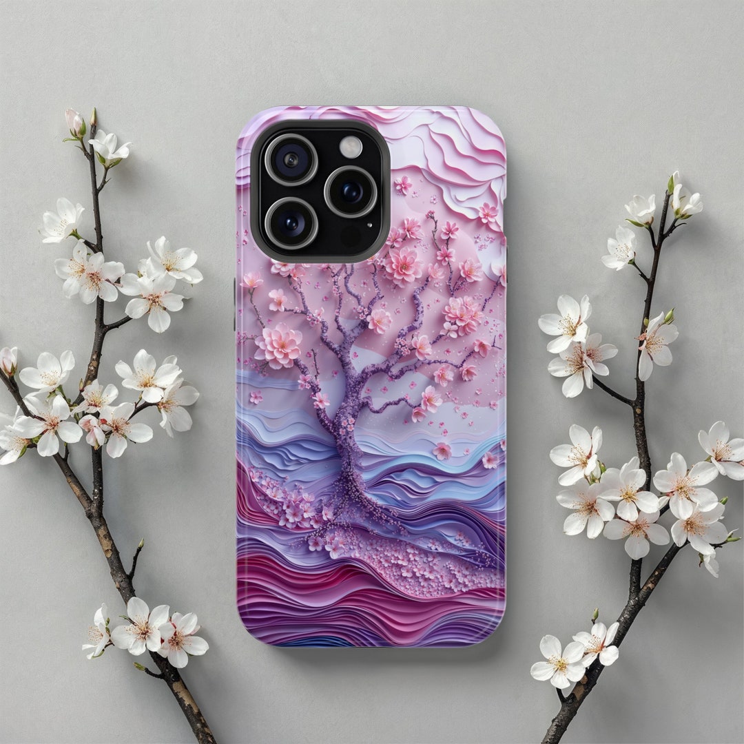 Sakura Tree Waves Magsafe iPhone Case, Fits iPhone 17 Pro Max to iPhone ...