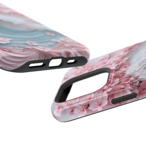Etui MagSafe na iPhone'a z motywem fali kwiatu wiśni, estetyczne etui na telefon z japońską sztuką kwiatową do iPhone'a 17, 16, 15, 14, 13, wiosenny prezent dla niej zdjęcie 7