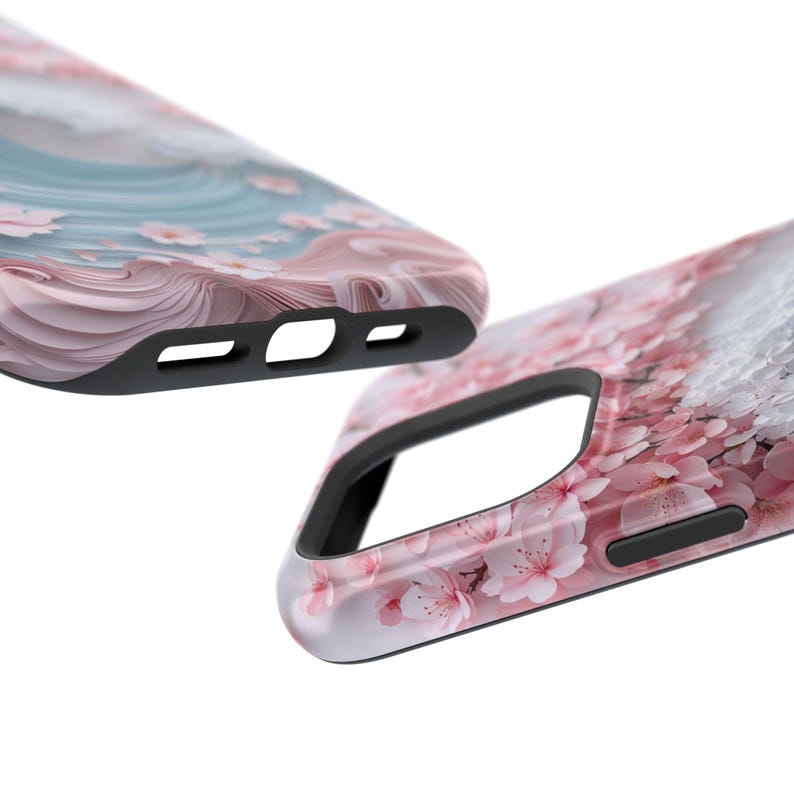 Etui MagSafe na iPhone'a z motywem fali kwiatu wiśni, estetyczne etui na telefon z japońską sztuką kwiatową do iPhone'a 17, 16, 15, 14, 13, wiosenny prezent dla niej zdjęcie 7