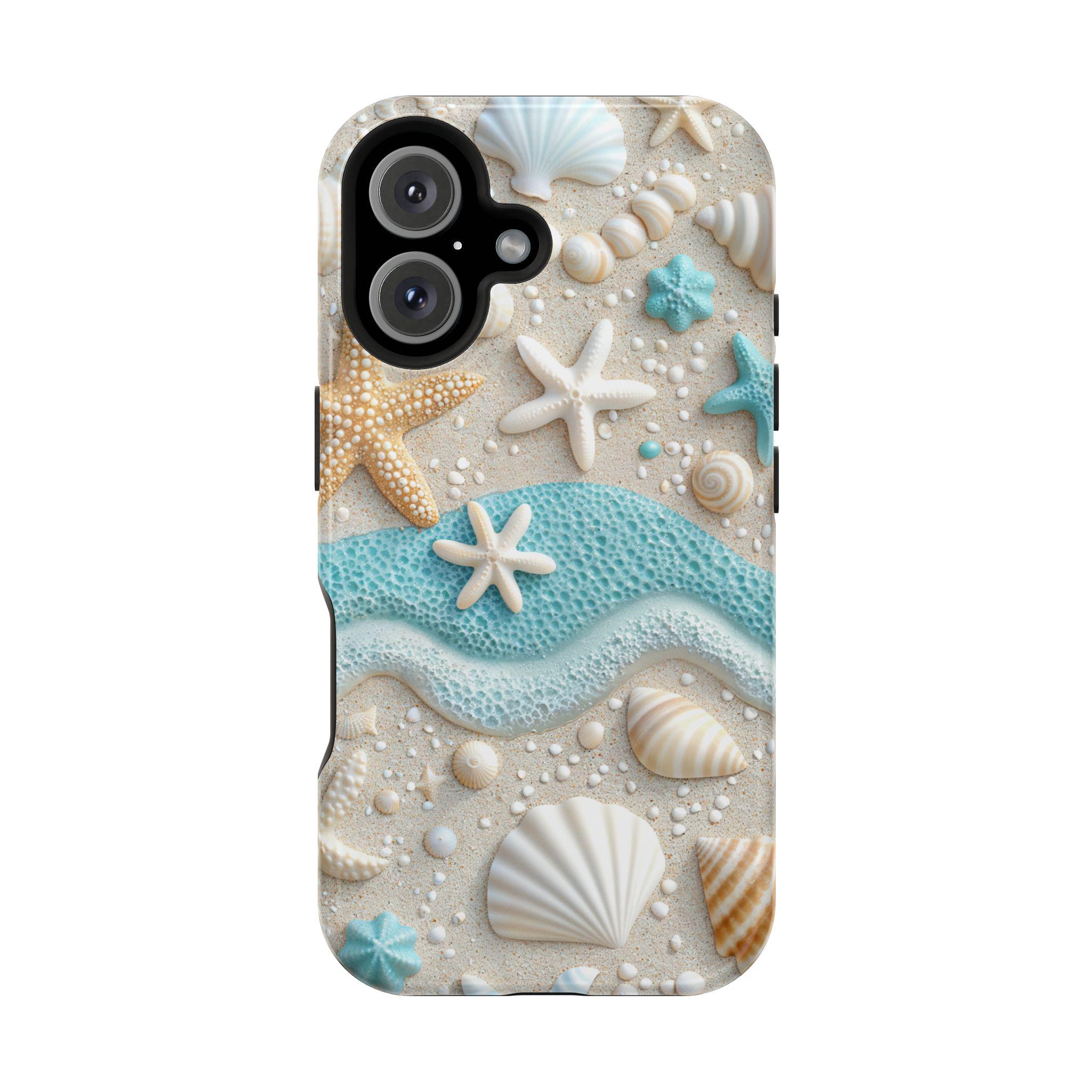 iPhoneアクセサリー sea Beach Themed Magsafe Case, Coastal Ocean Starfish Sea Shell iPhone