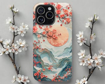 Etui MagSafe na iPhone'a Cherry Blossom Moon, japońskie etui na telefon Sakura, etui ochronne na iPhone'a 17 do iPhone'a 13, idealny prezent dla niej