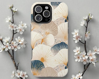 Gilded Foliage MagSafe iPhone Case, Elegant Golden Leaf Design Protective Cover, Fits iPhone 17 Pro Max, through iPhone 13, Gift For Her