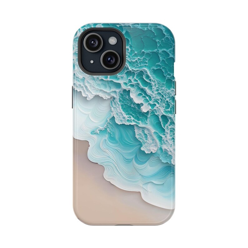 Funda MagSafe con diseño de olas de playa para iPhone / Regalo con estética playera / Funda con carga magnética / Compatible con los modelos iPhone 17, 16, 15, 14 y 13 imagen 13