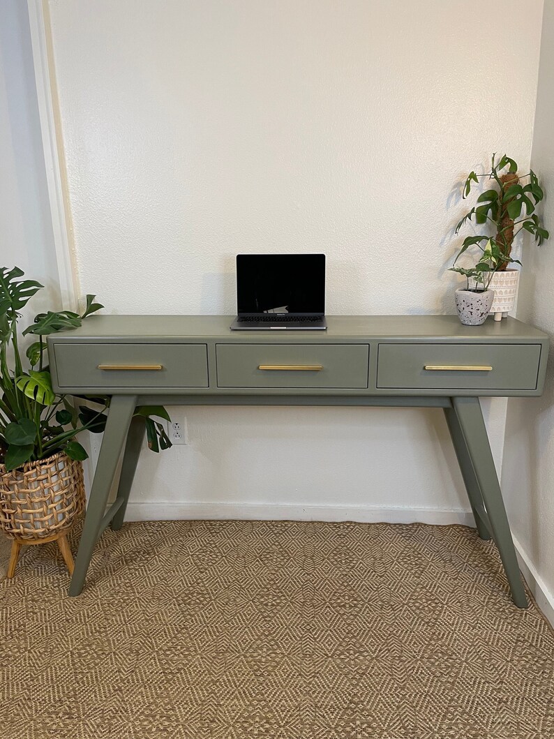 Console Desk Sage Green Desk Midcentury Modern Furniture Etsy