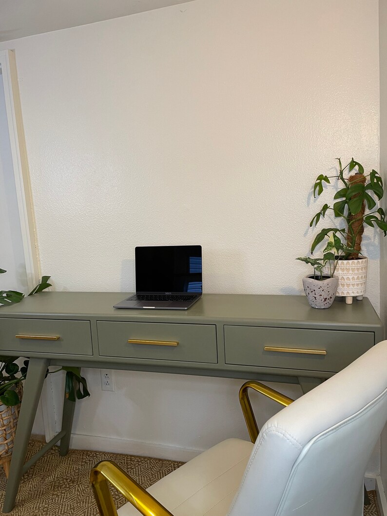 Console Desk Sage Green Desk Midcentury Modern Furniture Etsy