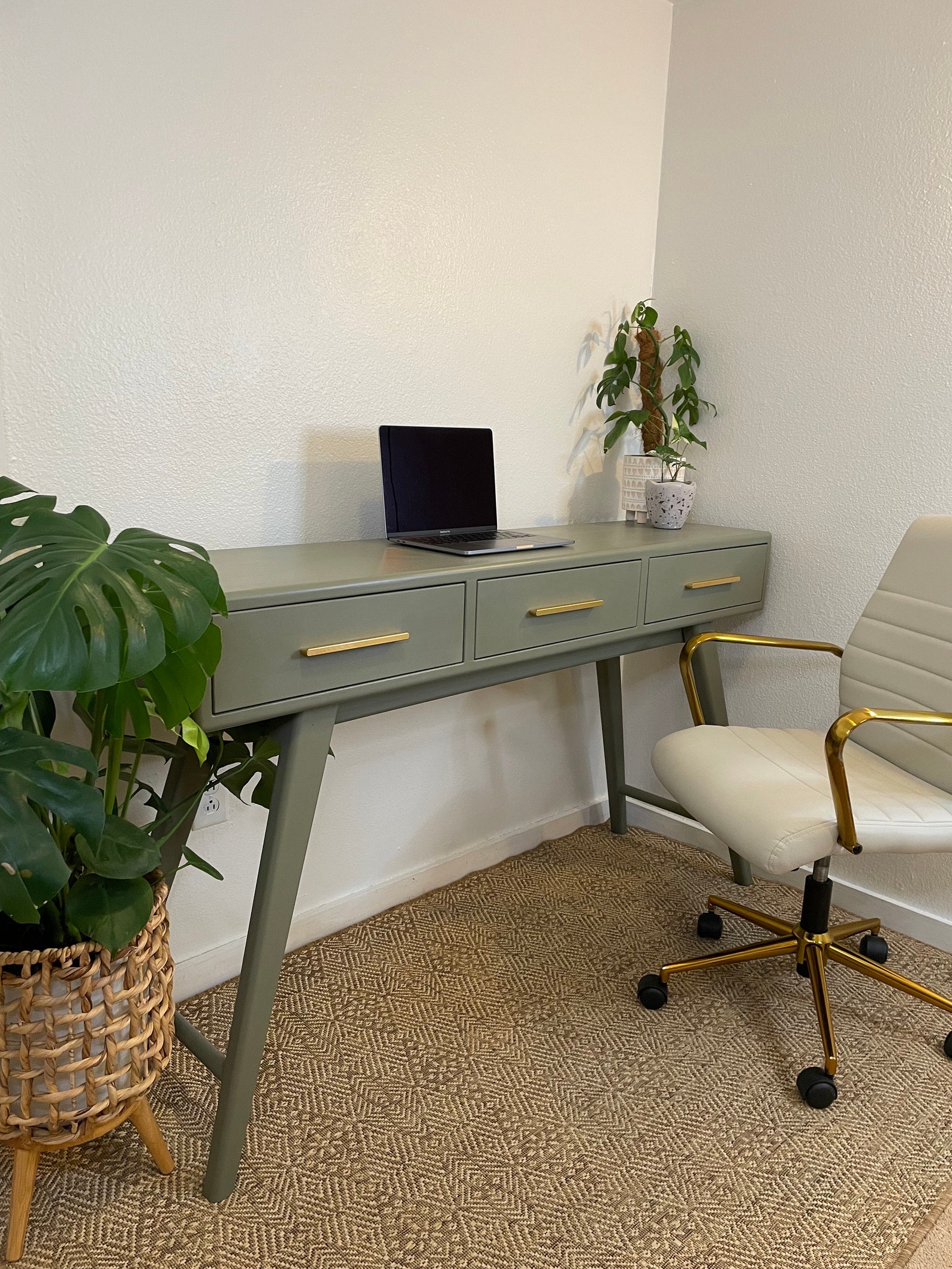 Console Desk Sage Green Desk Midcentury Modern Furniture Etsy