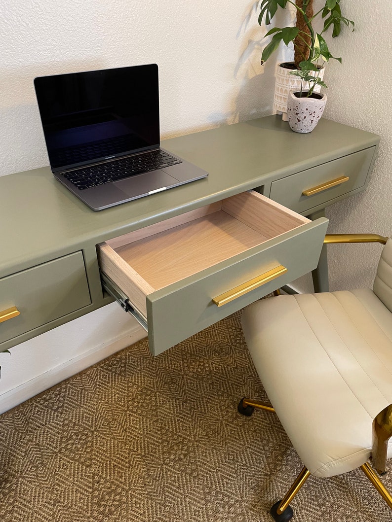 Console Desk Sage Green Desk Midcentury Modern Furniture Etsy