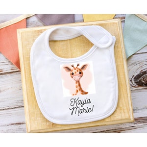 Baby Bib with Giraffe infant personalizable gift