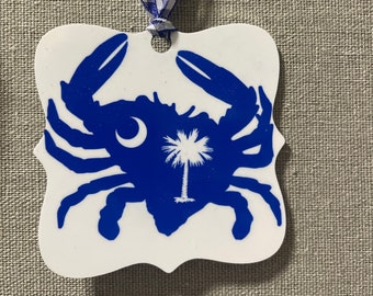 Crab Ornament with Palmetto Tree