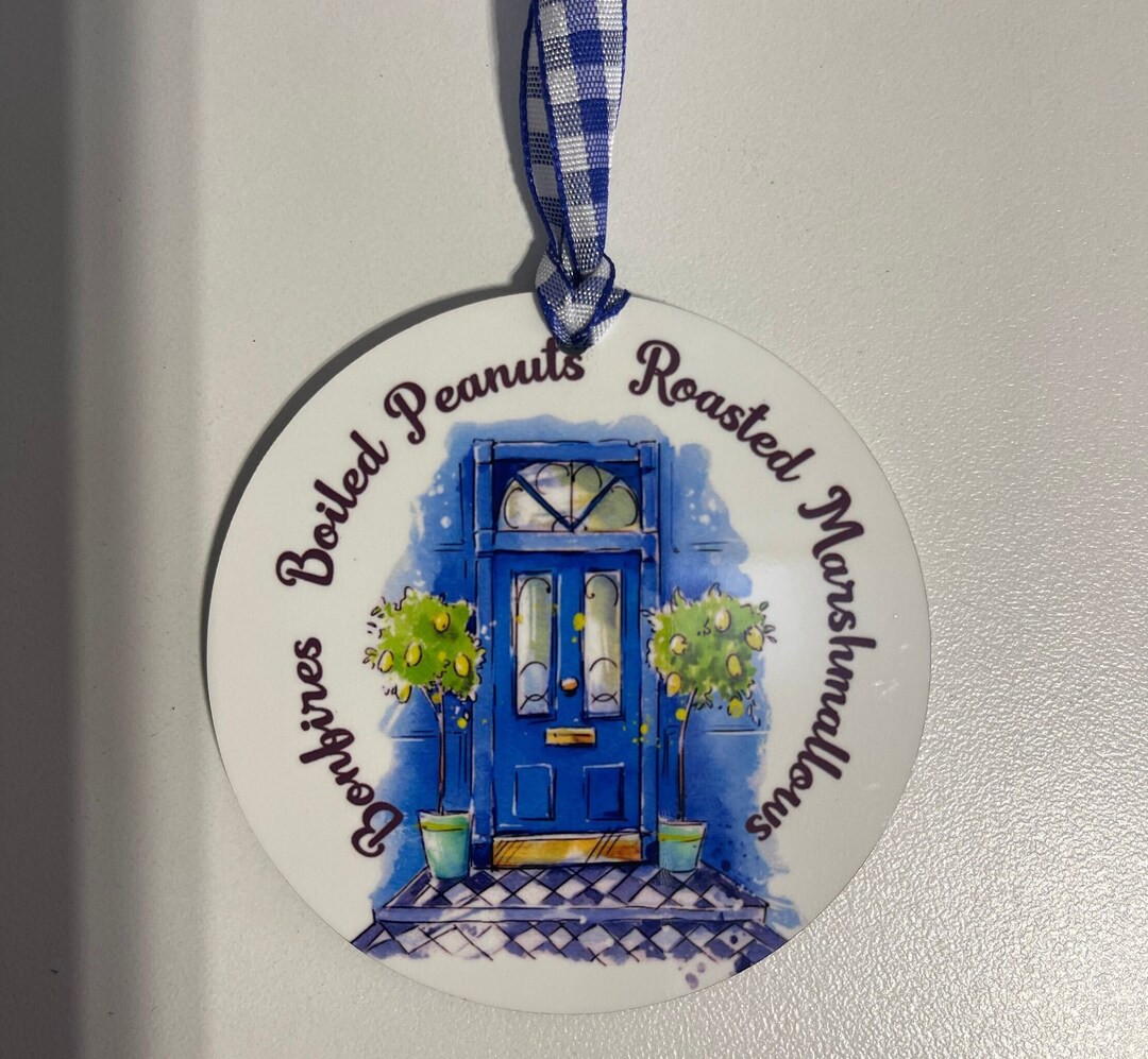 Southern Christmas Ornament, Holiday, Welcome Blue Door, Ribbons ...