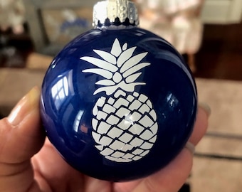 Royal Blue Pineapple Christmas Ball Ornament