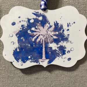 Palmetto Tree Ornament South Carolina palm tree state Christmas holiday gift blue white