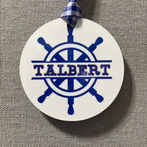 Nautical Ornament personalizable Christmas holiday gift nautical blue