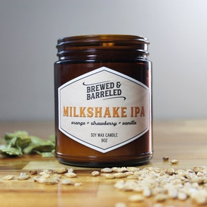Milkshake IPA beer-themed soy wax candle 9oz jar image 1
