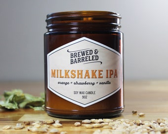 Milkshake IPA | beer-themed soy wax candle | 9oz jar