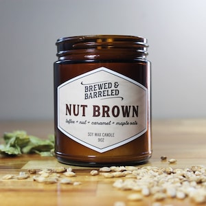 Nut Brown | beer-themed soy wax candle | 9oz jar