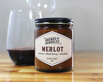 Merlot | wine-themed soy wax candle | 9oz jar