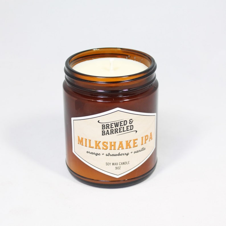 Milkshake IPA beer-themed soy wax candle 9oz jar image 6