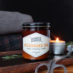 Milkshake IPA beer-themed soy wax candle 9oz jar image 4