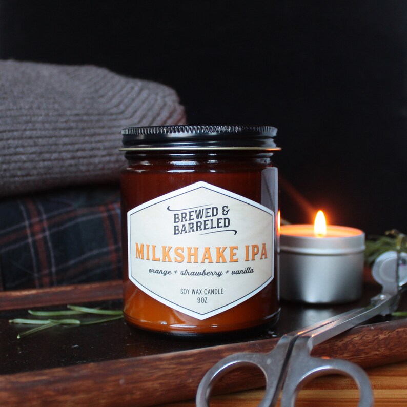 Milkshake IPA beer-themed soy wax candle 9oz jar image 4