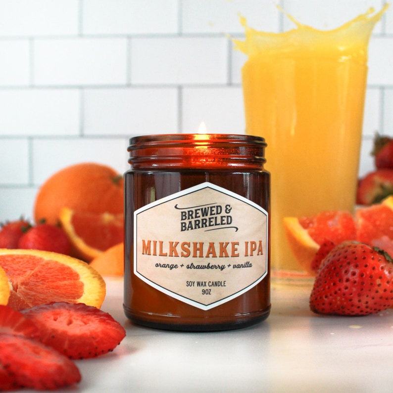 Milkshake IPA beer-themed soy wax candle 9oz jar image 3