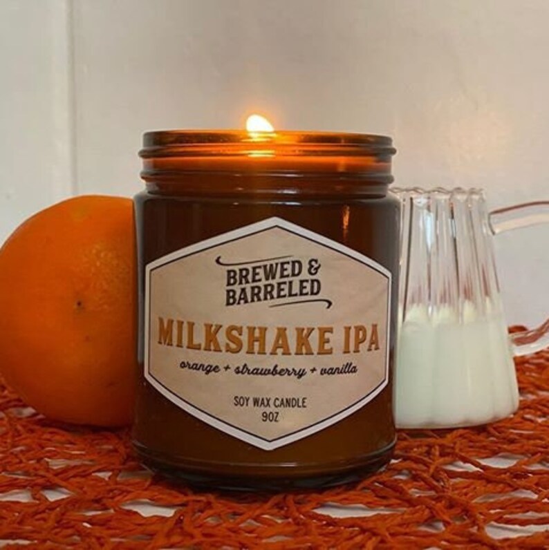 Milkshake IPA beer-themed soy wax candle 9oz jar image 9