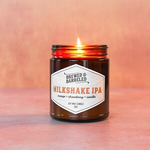 Milkshake IPA beer-themed soy wax candle 9oz jar image 2