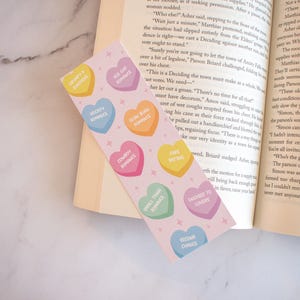 Segnalibro Candy Hearts Bookish Trope, Segnalibro Romance Trope, Regalo per gli amanti dei libri romantici