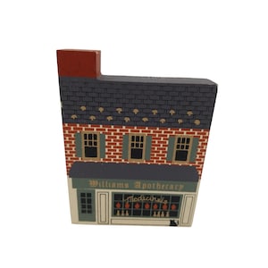 Cat&#39;s Meow Village William&#39;s Apothecary Colonial Williamsburg Series Signed Faline 1989