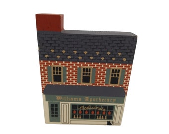 Cat&#39;s Meow Village William&#39;s Apothecary Colonial Williamsburg Series Signed Faline 1989