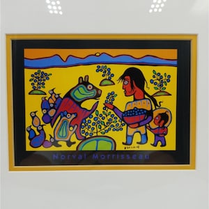Norval Morrisseau Framed Matted Print &quot;The Duty Of Elders&quot; With Information On Back 1990&#39;s