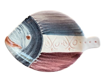 Vintage Ceramic Fish Plate: Nora Gulbrandsen Norway, Multicolor Decor
