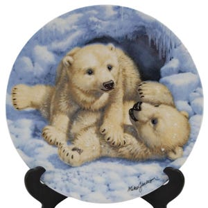 Polar Bear Cubs by Mike Jackson Royal Grafton The Collector&#39;s Treasure Plate 1990 Vintage