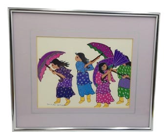 Virginia A. Stroud Framed Matted 1987 &quot;What Happened To The Sun?&quot; Vintage Signed Print