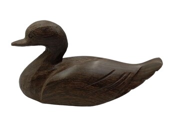Hand-Carved Wooden Duck Décor - 10" Length 5" Height - Rustic Home Accent