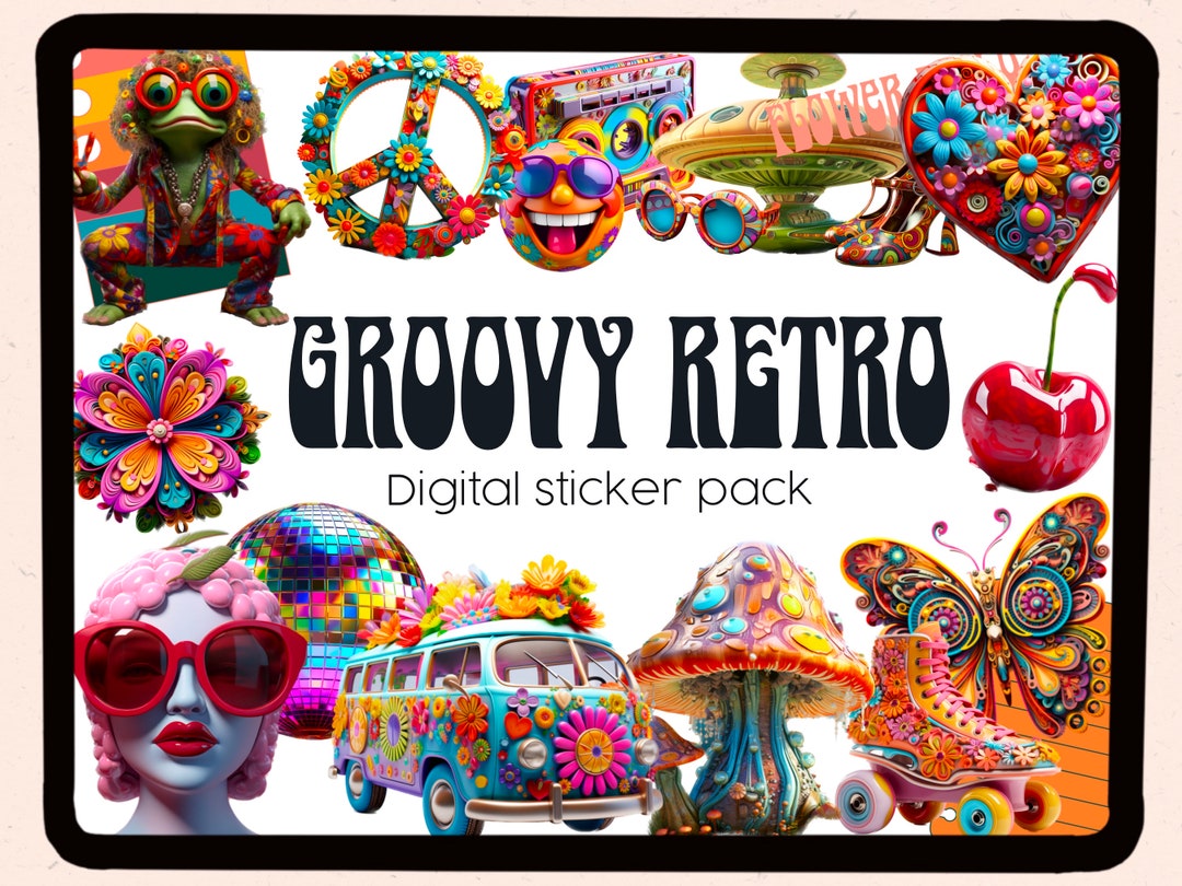 Packing Sticker Groovy Groovy Retro Digital Stickers| Goodnotes Stickers| Groovy| Boho| Retro ...