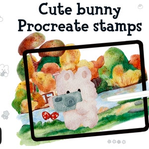 Bunny procreate stamps, rabbit procreate stamps, procreate, procreate stamp brush