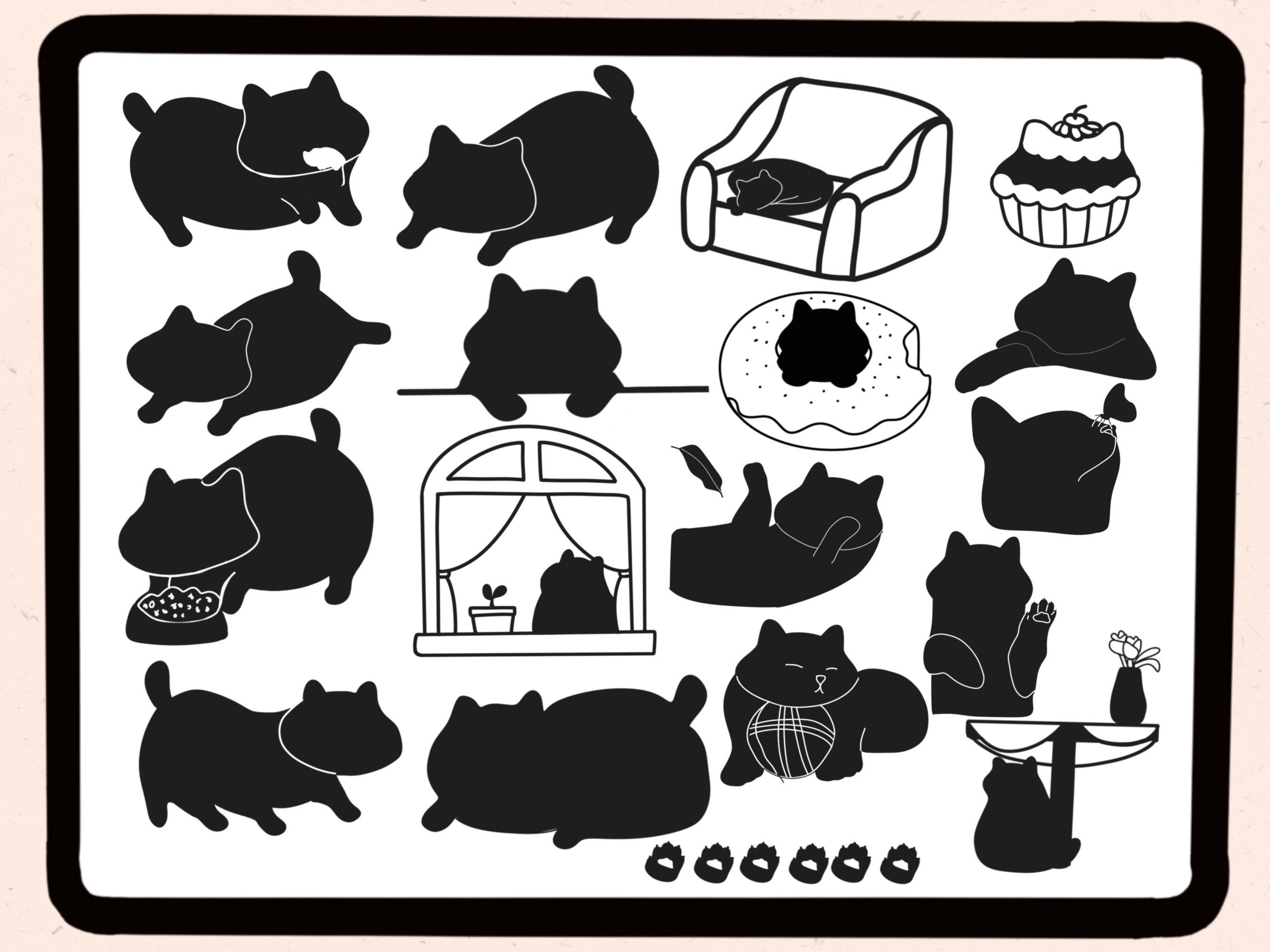 Kawaii Cat Procreate Stamps | 35 Stamp Brush Bundle (digital Download ...