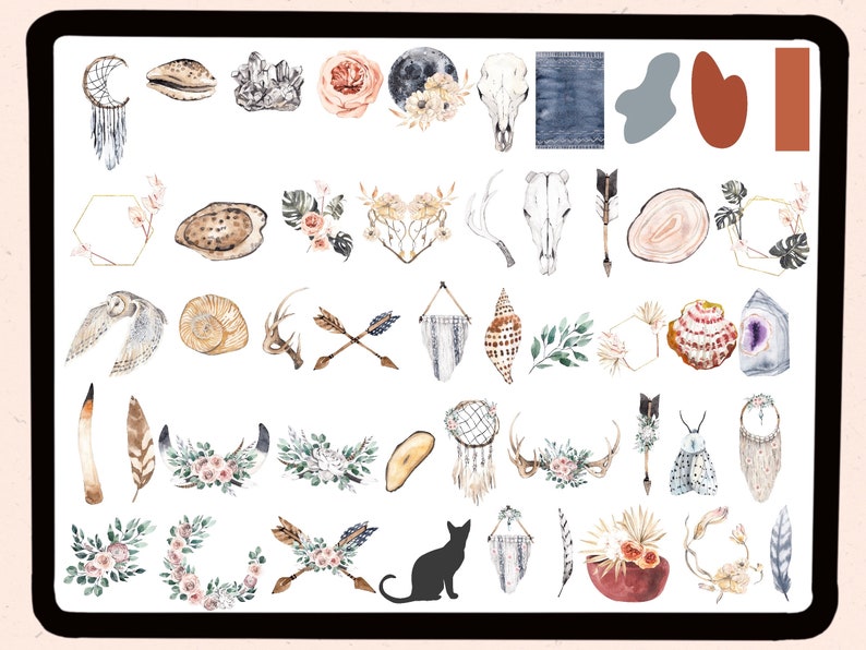 Boho Goodnotes Digital Planner Sticker| Flower Stickers| Functional ...