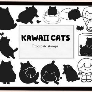 Kawaii Cat Procreate Stamps | 35 Stamp Brush Bundle (digital Download ...