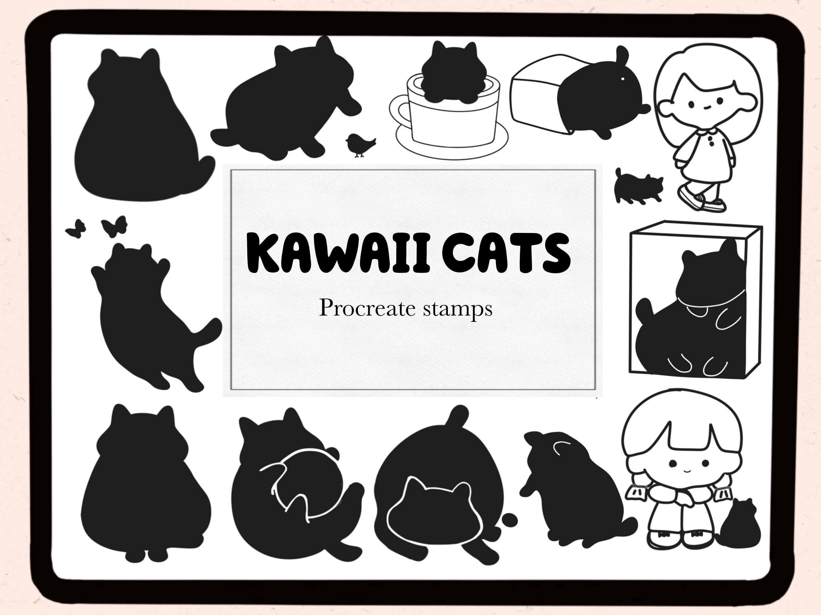 Kawaii Cat Procreate Stamps | 35 Stamp Brush Bundle (digital Download ...
