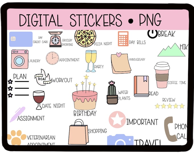 Everyday Life Icon Goodnotes Sticker| Digital Stickers| Lifestyle| Work ...