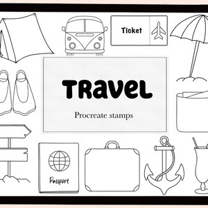 Travel procreate stamps| summer procreate stamps| vacation procreate| travel procreate brush stamps