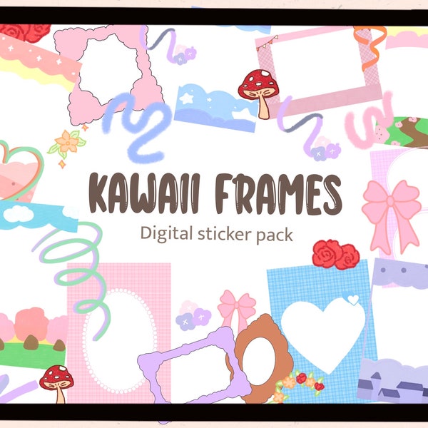 Cute frames digital stickers| Goodnotes stickers| kawaii| photo frames| digital frames| polaroid frames| PNG