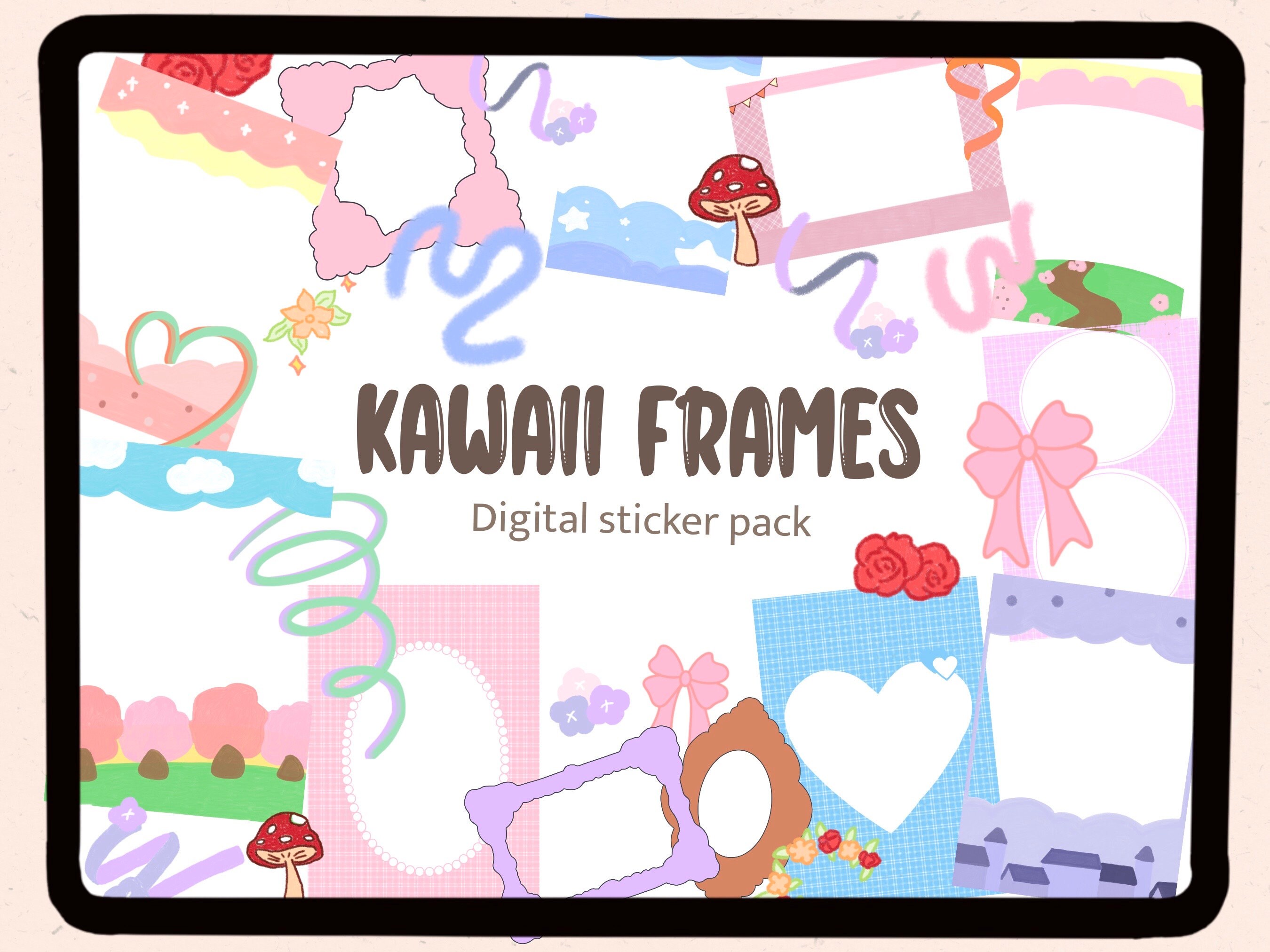 Kawaii Photo Frame Digital Stickers | Goodnotes PNG (50 Stickers) - Etsy
