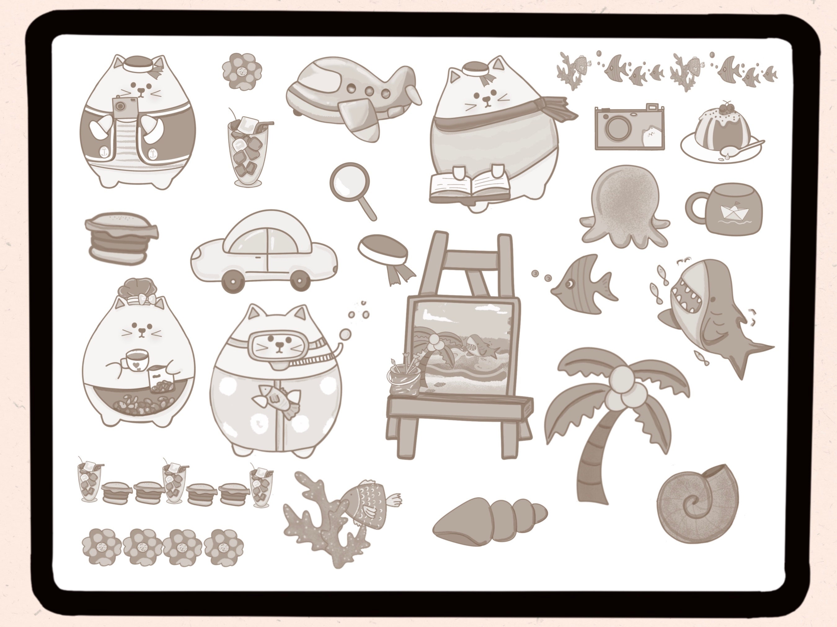 Cat Procreate Stamps Kawaii Procreate Stamps Stamp Brushes - Etsy