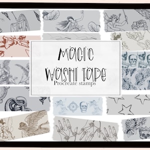 Magic washi procreate stamps| Celestial procreate| Witchy procreate stamps| Snake| Fairy procreate stamps| digital washi procreate stamps