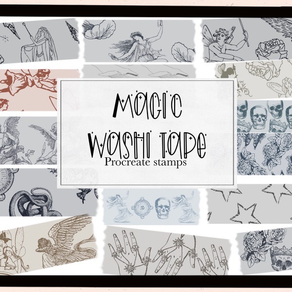 Magic washi procreate stamps| Celestial procreate| Witchy procreate stamps| Snake| Fairy procreate stamps| digital washi procreate stamps